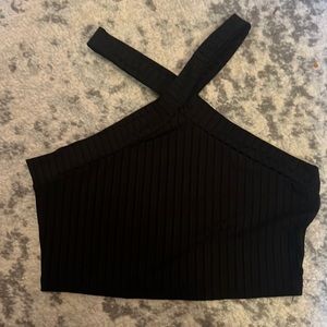 Black halter crop top.